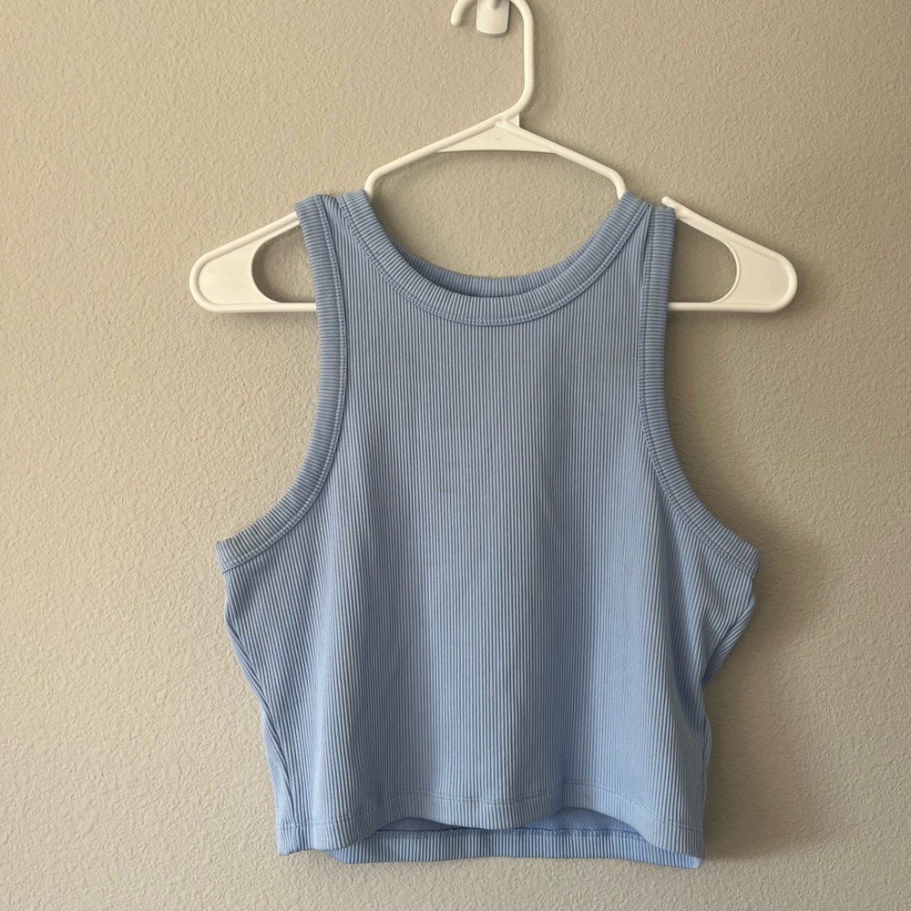 Divided Sky Blue Ribbed Crop Top